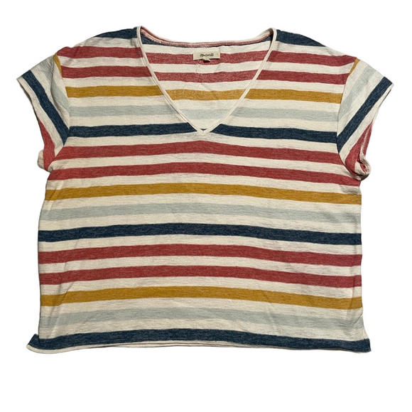 Madewell Tops - Madewell Skyline V-Neck Tee in the Elliott Stripe. Size M.
